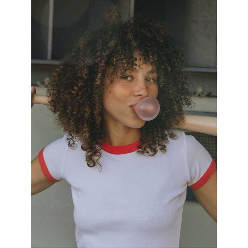 Daily Drills Ribbed Baby Tee Heart//White ML